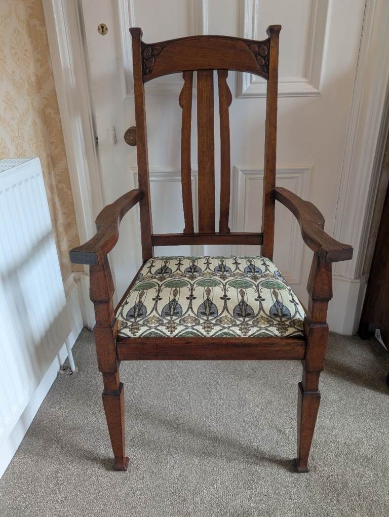 Antique Arts and Crafts / Art Nouveau High Back Chair