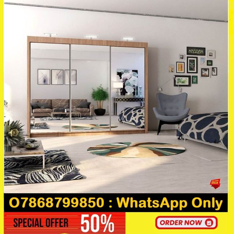 Quality Brand! Full Mirror Sliding Wardrobe - Chicago Wardrobe - Milan Wardrobe- Berlin Wardrobe