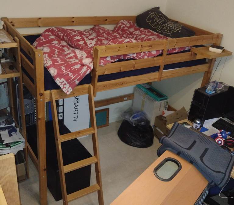 Heavy Duty Mid Sleeper Pine Single Bunk Bed Cabin Bed (can deliver)