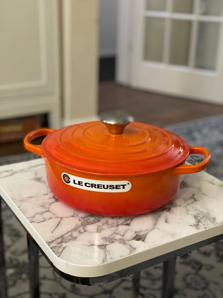 Le Creuset Orange Enamel Cast Iron Casserole Pot