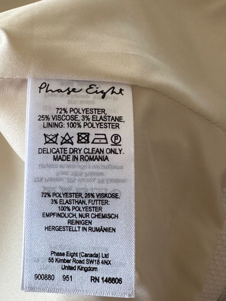Phase Eight size 14 colour cream short jacket - worn once only 