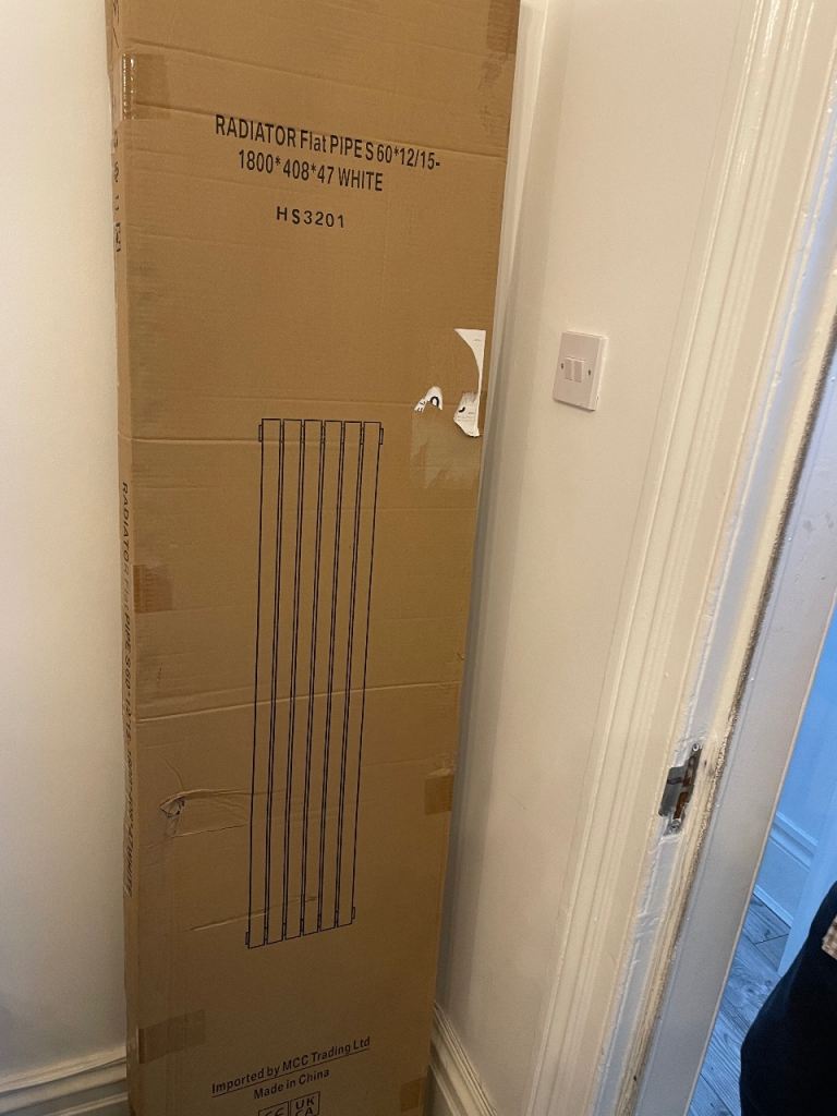 Brand new boxed- White radiator flat pipes.