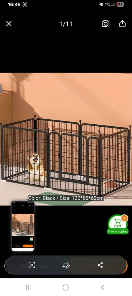 Dog area cage with door