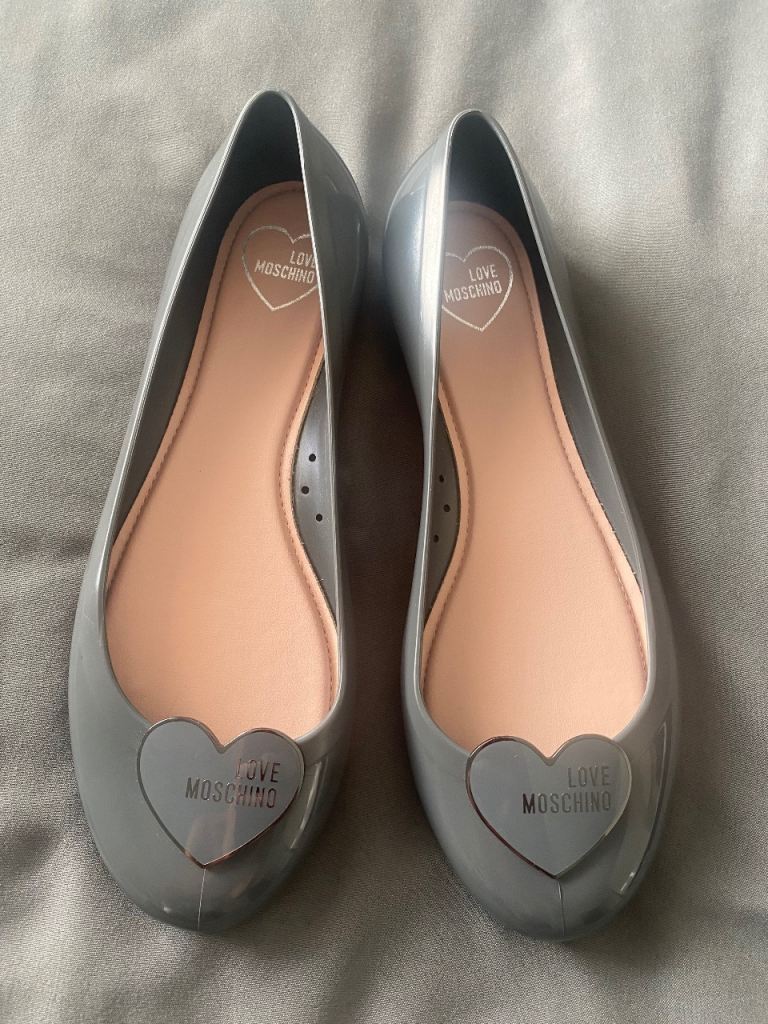 Love Moschino Silver Grey Jelly Flats - Size 41, never worn