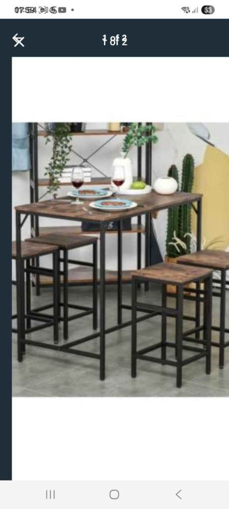 Breakfast bar table and stools 