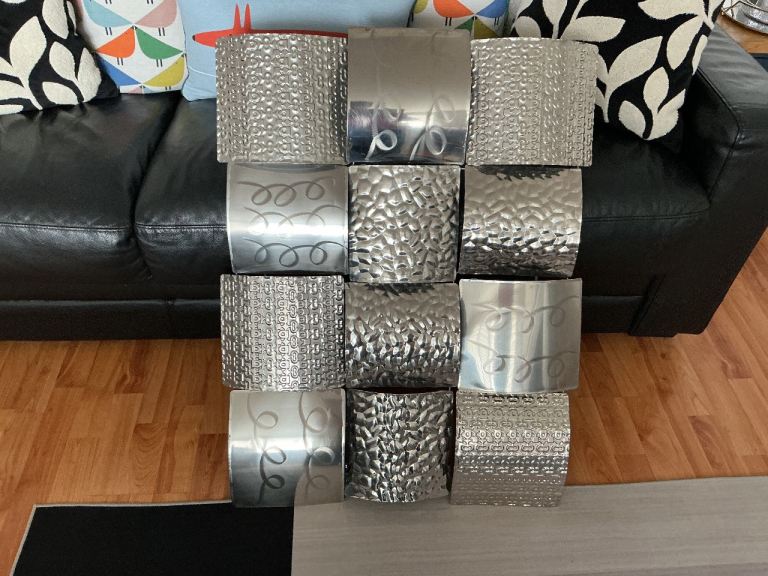 Silver Metal Wall Art Panels - Good Condition