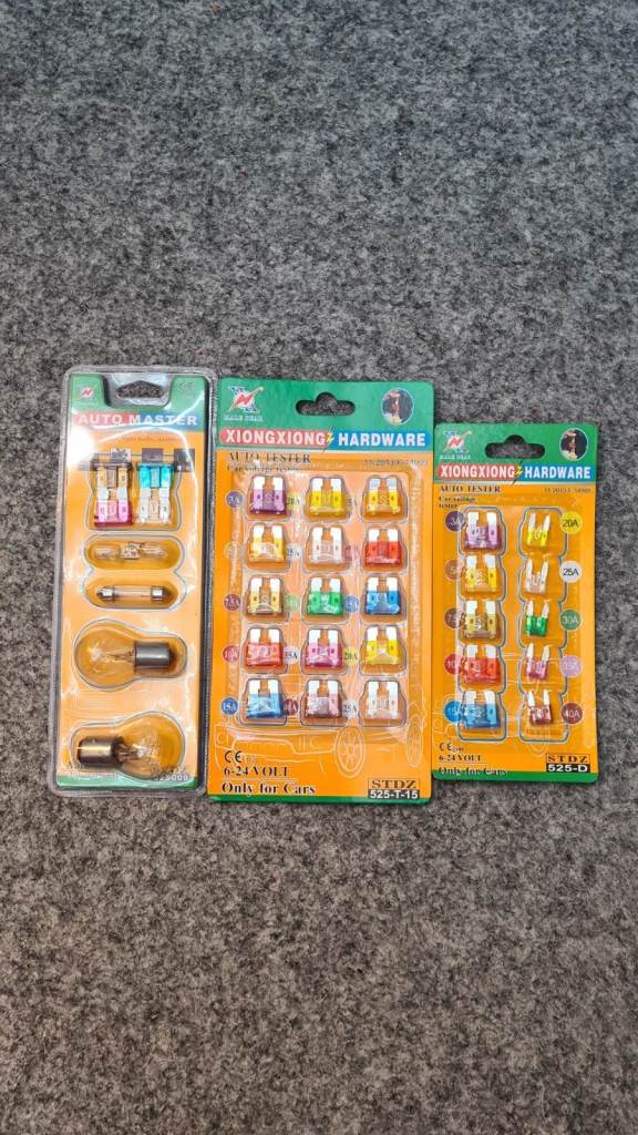 Pack of 3 Car Fuse & Bulb Assortment Sets – Auto Tester Kits 