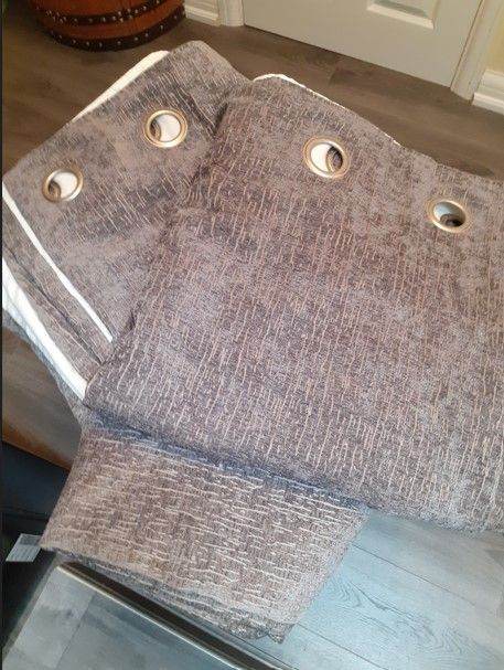 Pair of grey eyelet curtains - Next - New Price