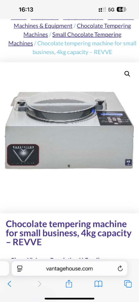 Chocolate tempering machine 4kg retail (£2634)