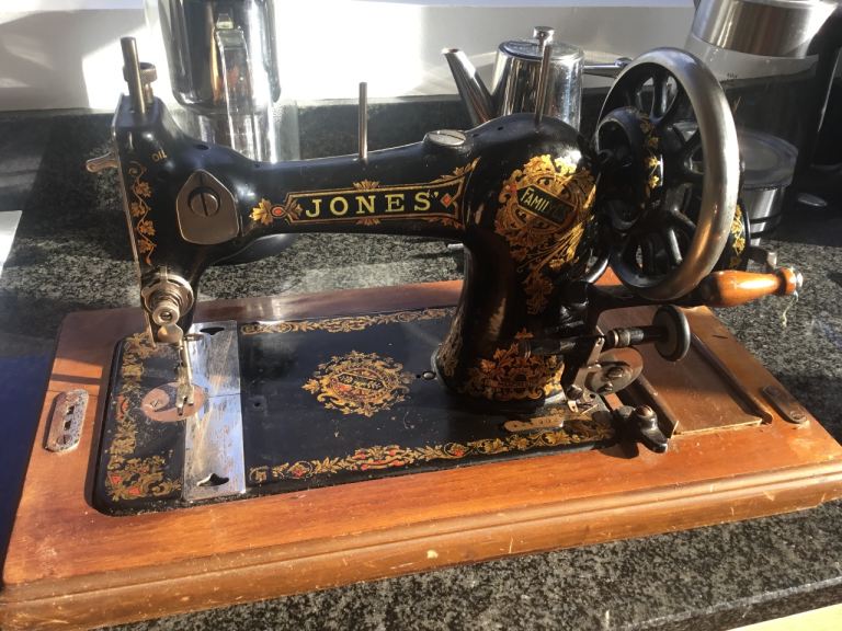 Vintage Antique Jones Hand Crank Sewing Machine 