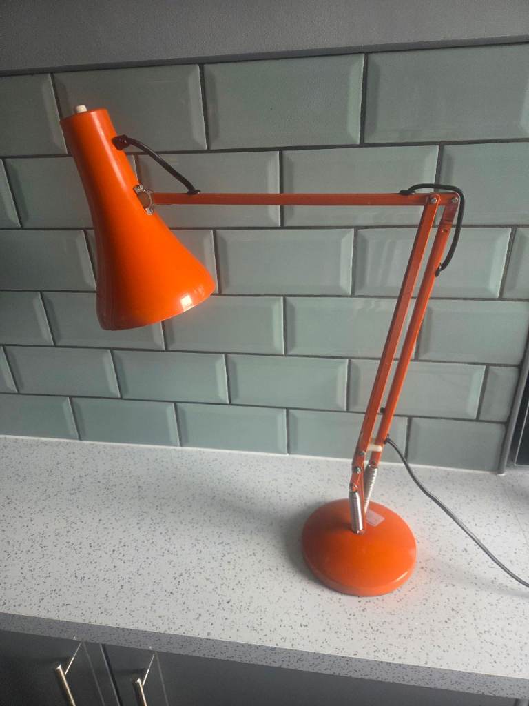 Authentic Vintage 1970s Bright Orange British Task / Angle PoiseDesk Lamp