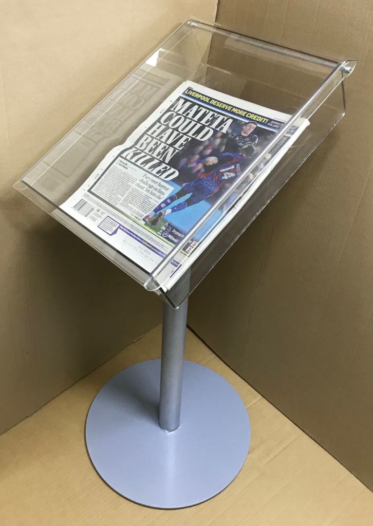 Floor Standing Tabloid Newspaper A4 Magazine Acrylic Tray Display Promotion Used
