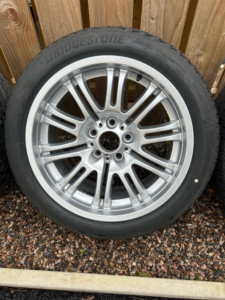BMW E46 OEM M3 alloys wheels new Bridgestone tyres