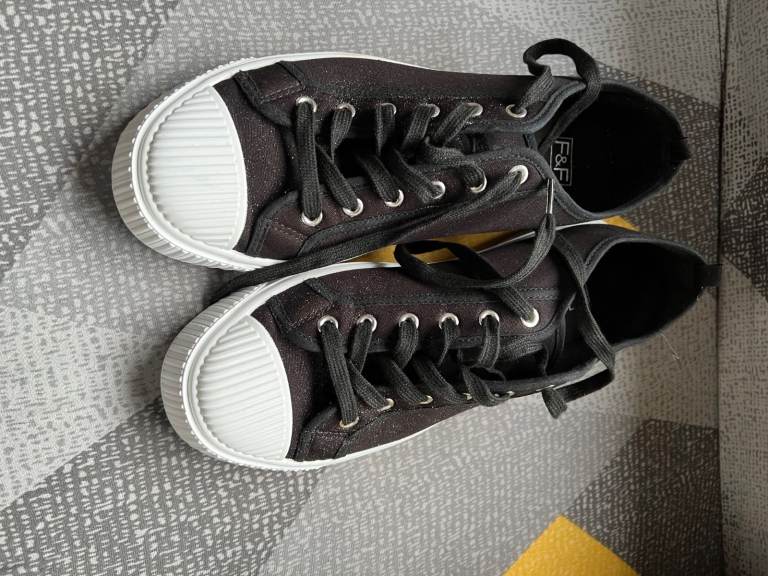 brand new mens black canvas sneakers trainers boat shoes, black size 11 F&F