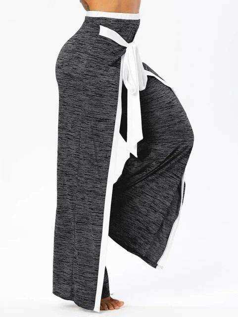 New Dark Grey Marl and White Wrap Wide Leg Pants Trousers. Size 18.POST OR COLLECT!