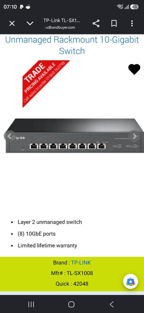 TP-Link TL-SX1008 8-port 10-Gigabit Switch