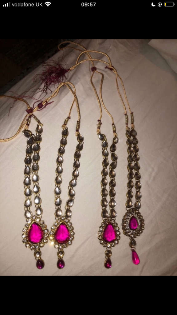 Indian Style Necklace Set - Pink & Gold, Good Condition