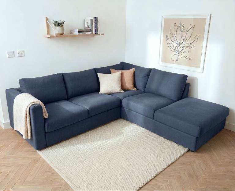 IKEA VIMLE 4 Seater Corner Sofa with Open End Chaise Storage in Navy Blue RRP £2099 *DELIVERY*