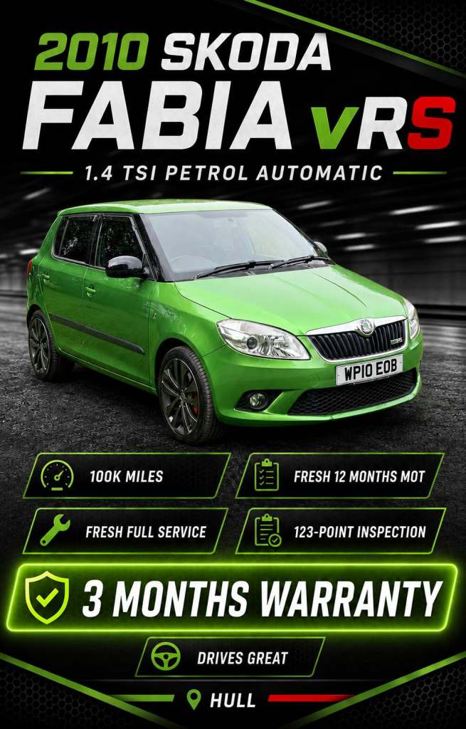2010 Skoda Fabia 1.4 TSI vRS 5dr DSG HATCHBACK Petrol Automatic