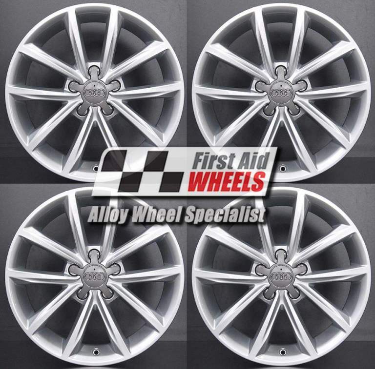 AUDI TT 8J 4X 17'' GENUINE 5 V SPOKE SILVER REFURBISHED ALLOY WHEELS S500S4
