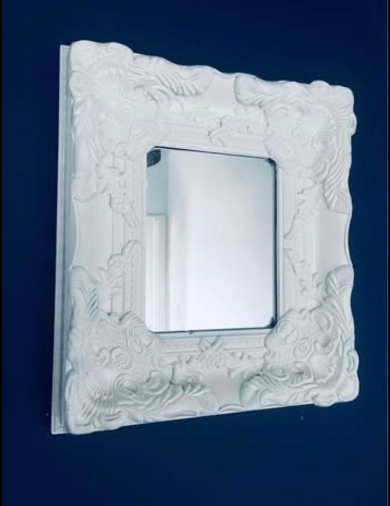 White Ornate Wall Mirror – Good Condition