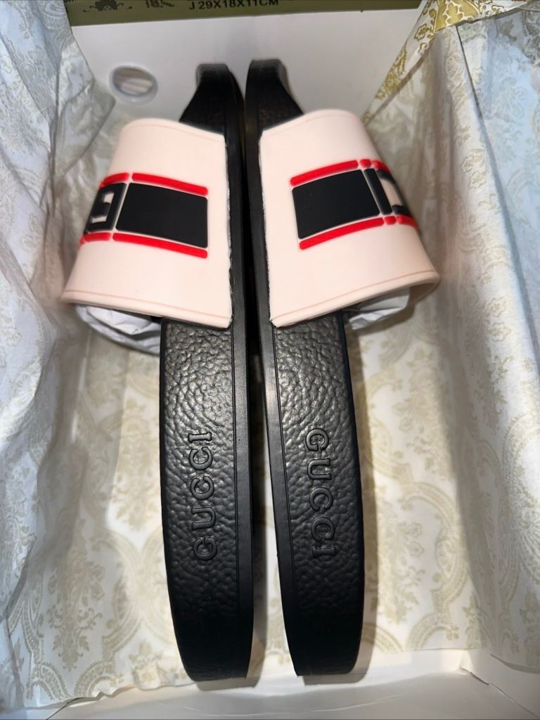Gucci Slider Sandals – Black and Pink, Brand New