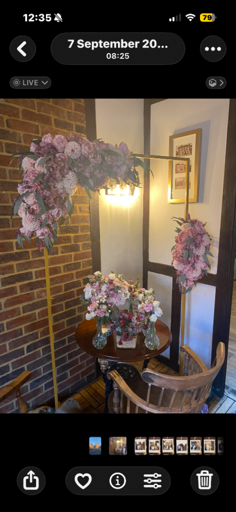 Gold & pink flower arch
