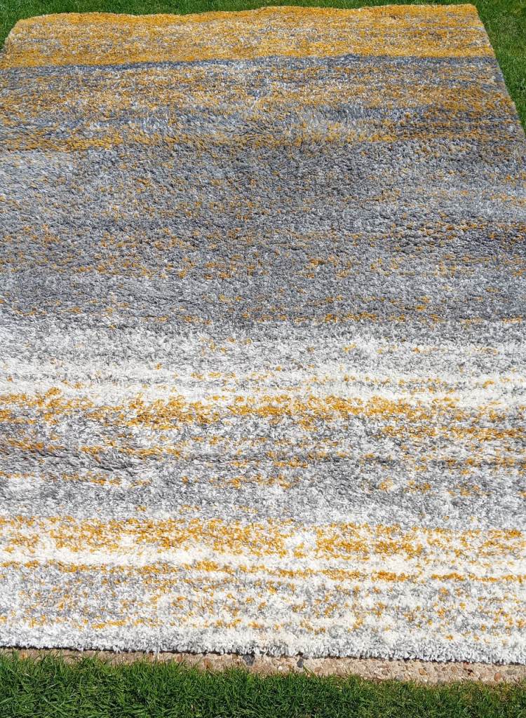 Large yellow grey rug