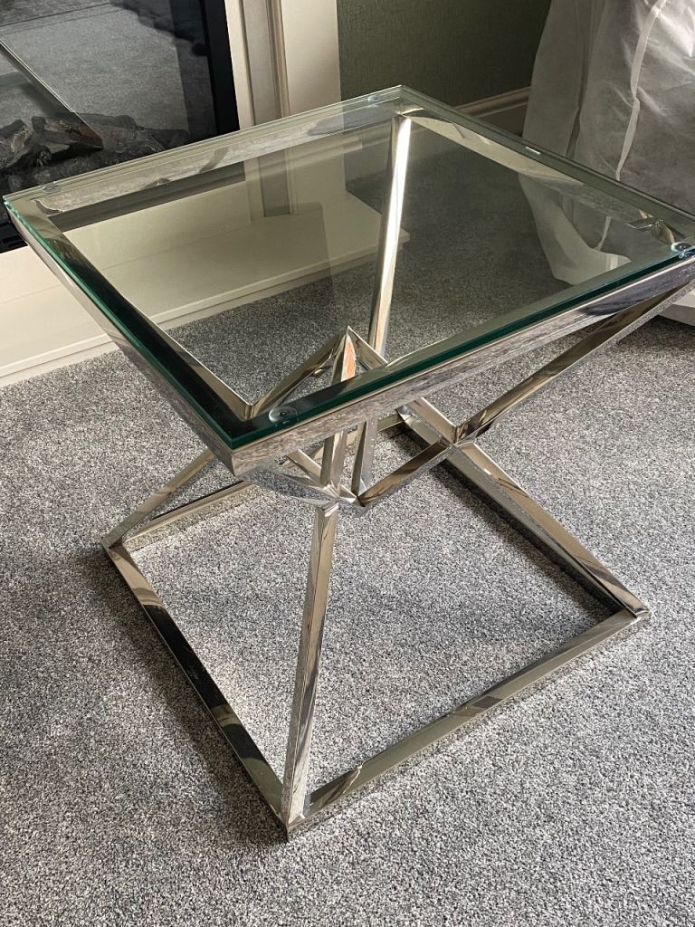 Glass and chrome coffee table 