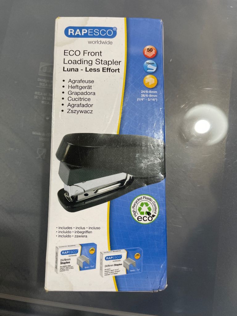 image for Stapler Eco Front Loading - Rapesco 1466 Black -New