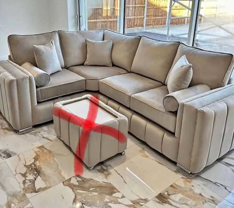 Cream suede corner sofa for swaps . 5 months old 