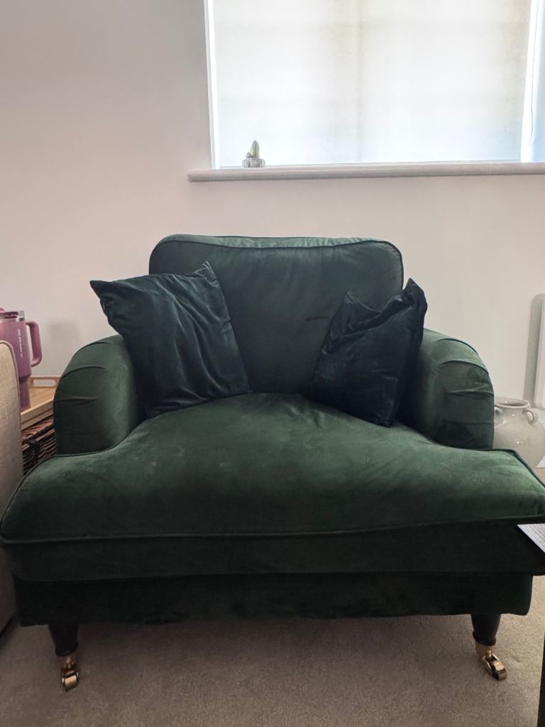 Dunelm Large Oversized Armchair with Cushions – Forest Green
