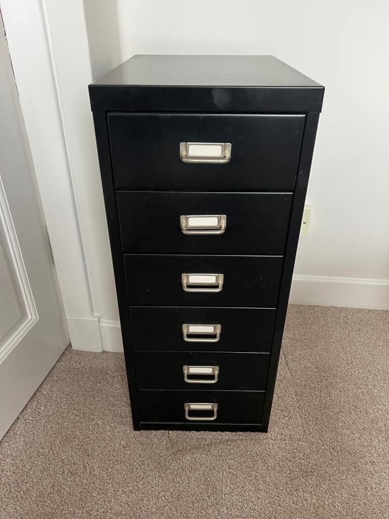Office 6 drawer cabinet - black 