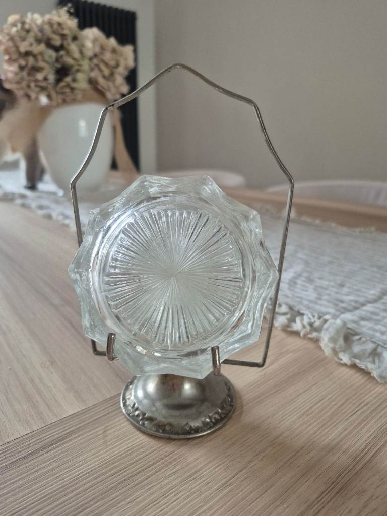 Vintage 60s Remis France Glass Coasters With Stand Set Of 6