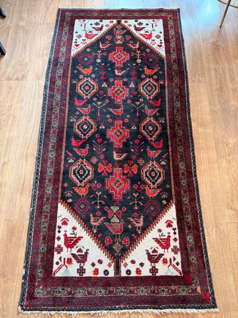 Vintage Persian Shiraz Qashqai Wool Rug 