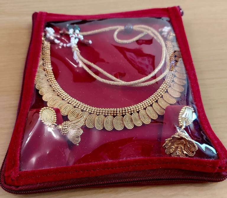 Heavy Artificial Gold Necklace with Earrings