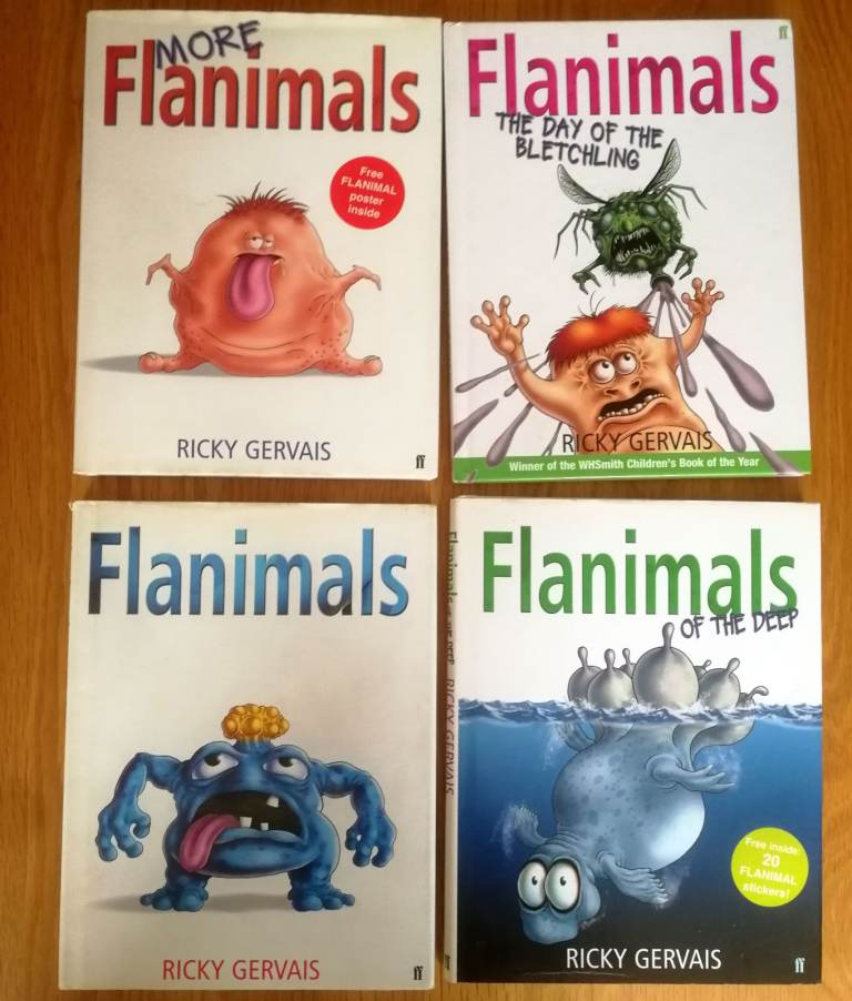 Ricky Gervais Flanimals X 4 Hardback Books Including Day Of The Bletchling