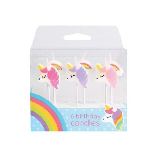 Unicorn Birthday Cake CANDLES RAINBOW 6 Piece Girls themed Party Decoration