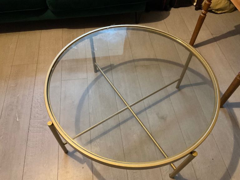 Gold framed circular coffee table