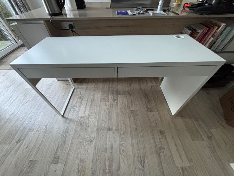 White IKEA Desk with Drawers