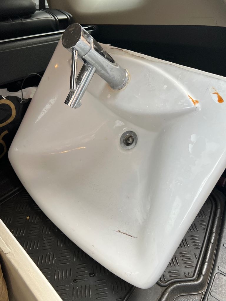 White Ceramic Bathroom Sink with Tap