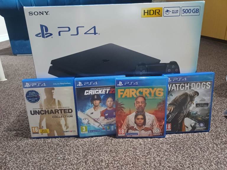Sony PlayStation 4 500 GB Edition Console Jet Blackwith 4 Games And Excellent