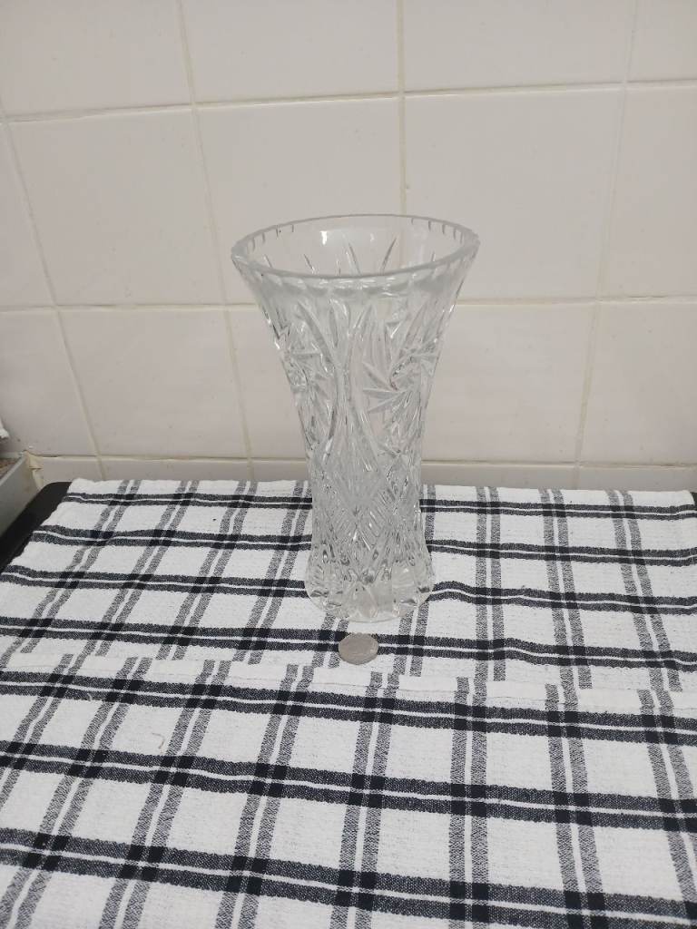 Large cut crystal vase