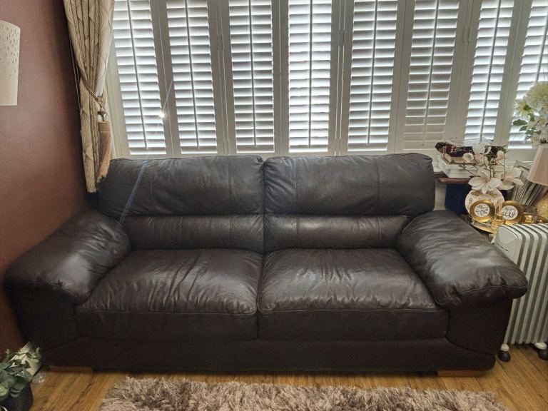 Dark brown leather sofa 