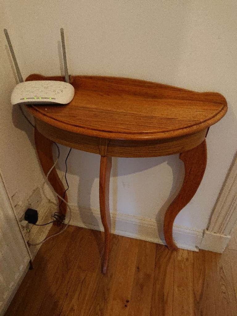 Wooden Half Moon Console Table – Good Condition