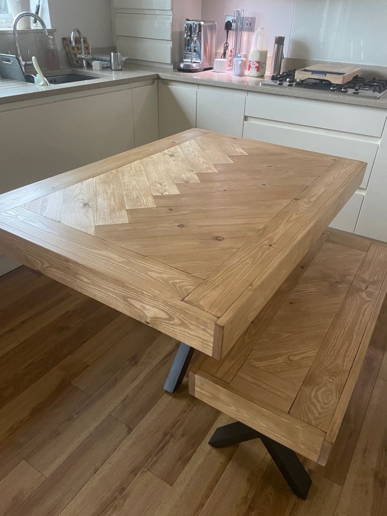 Solid Wood Dining Table with Bench