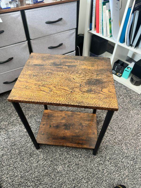 Small Wooden Side Table with Storage Shelf – Good Condition (2 matching units in this sale)