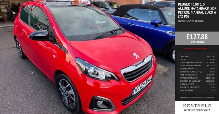 2018 Peugeot 108 1.0 Allure Hatchback 5dr Petrol Manual Euro 6 (72 ps) Hatchback Petrol Manual
