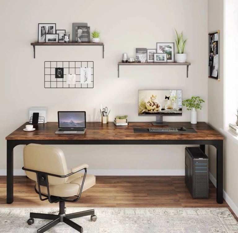 Large Wooden Desk with Metal Frame - BRAND NEW