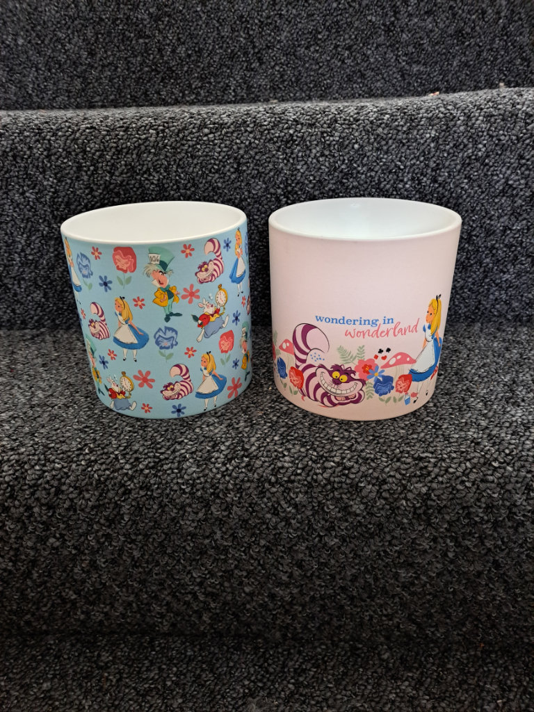 Brand new set of 2 disney alice in wonderland plant pots 